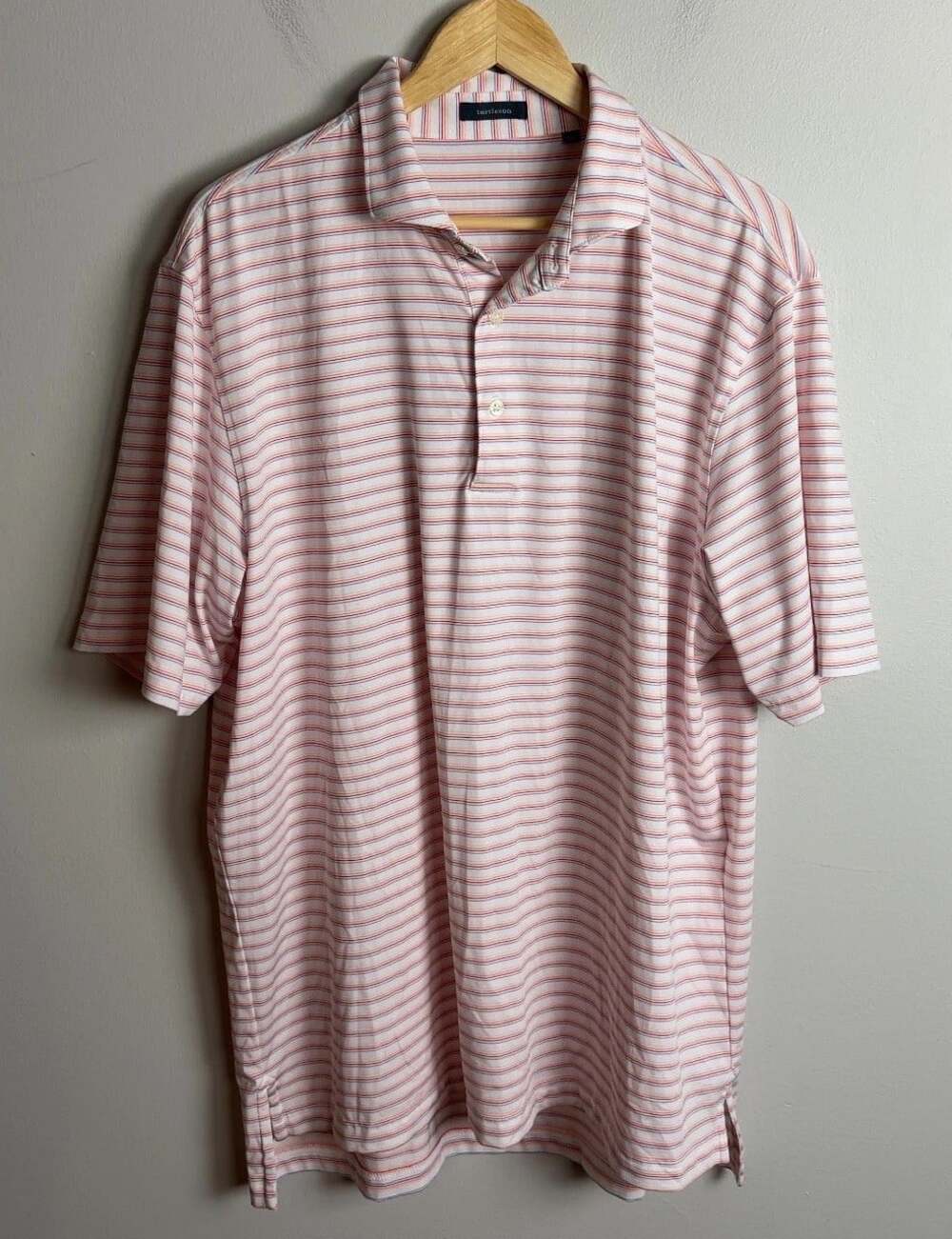 Turtleson Multi Color Striped Short Sleeve Golf Polo Shirt Size XL Men’s